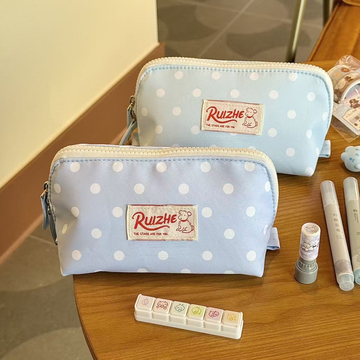 Pencil Case Large - Multi functional pencil case, polka dot