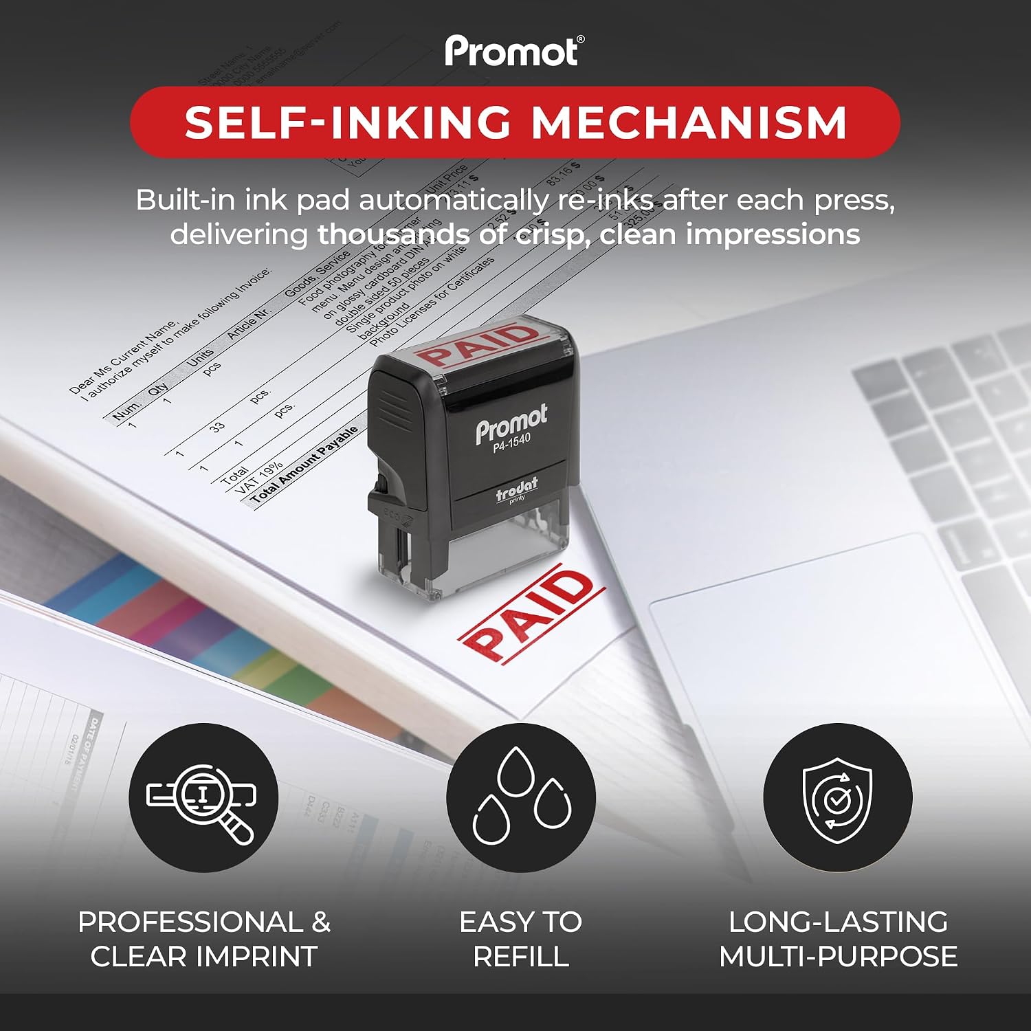 Self-Inking Paid Stamp Red Ref - đánh giá và giá Self Inking Stamp